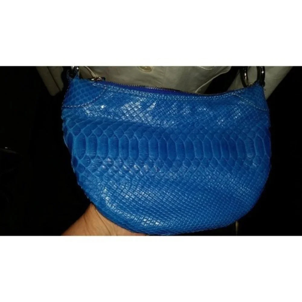 GIORGIA R Royal Blue Gen Python Snakeskin Purse - Picture 5 of 10